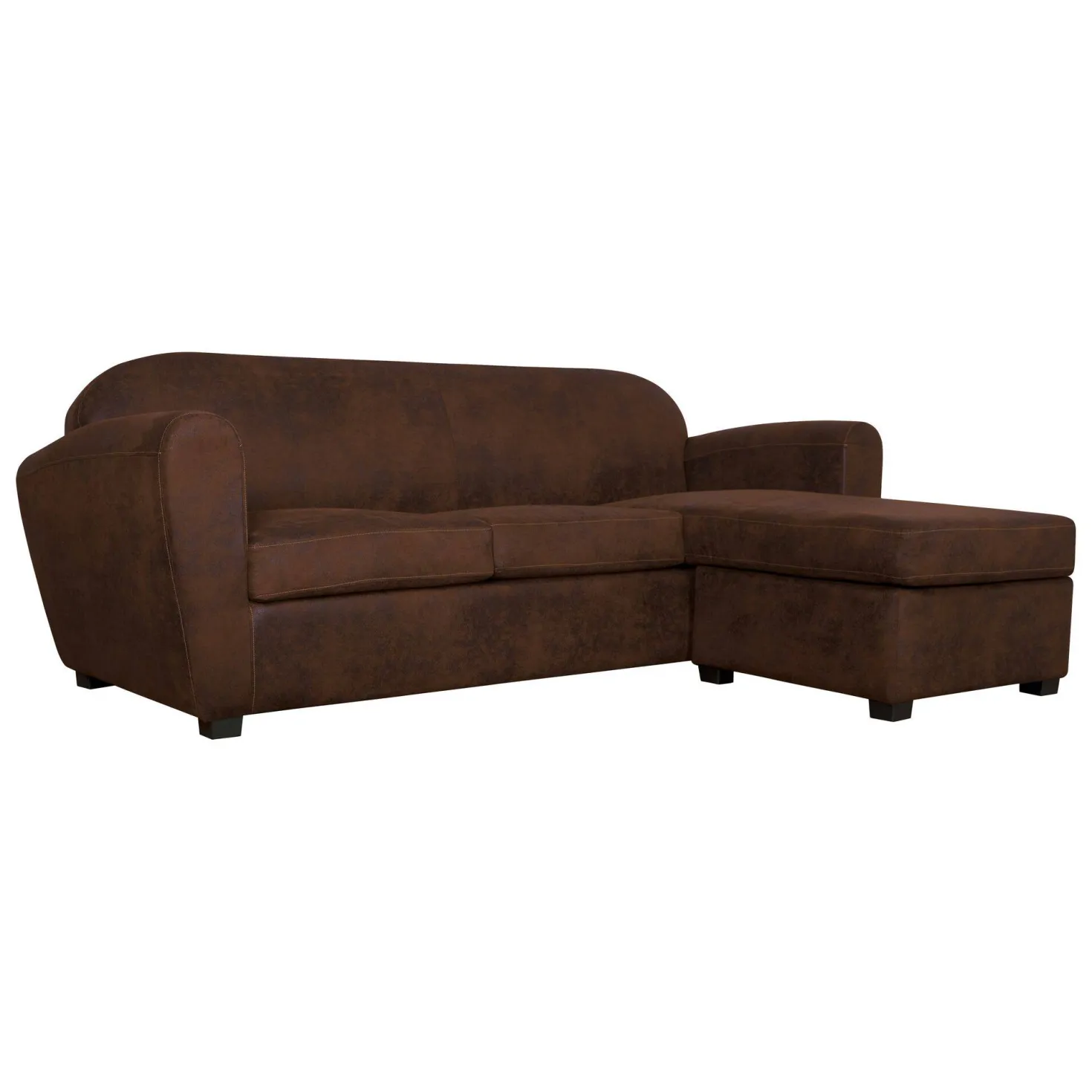 Canapé d'angle microfibre aspect cuir vieilli Owen