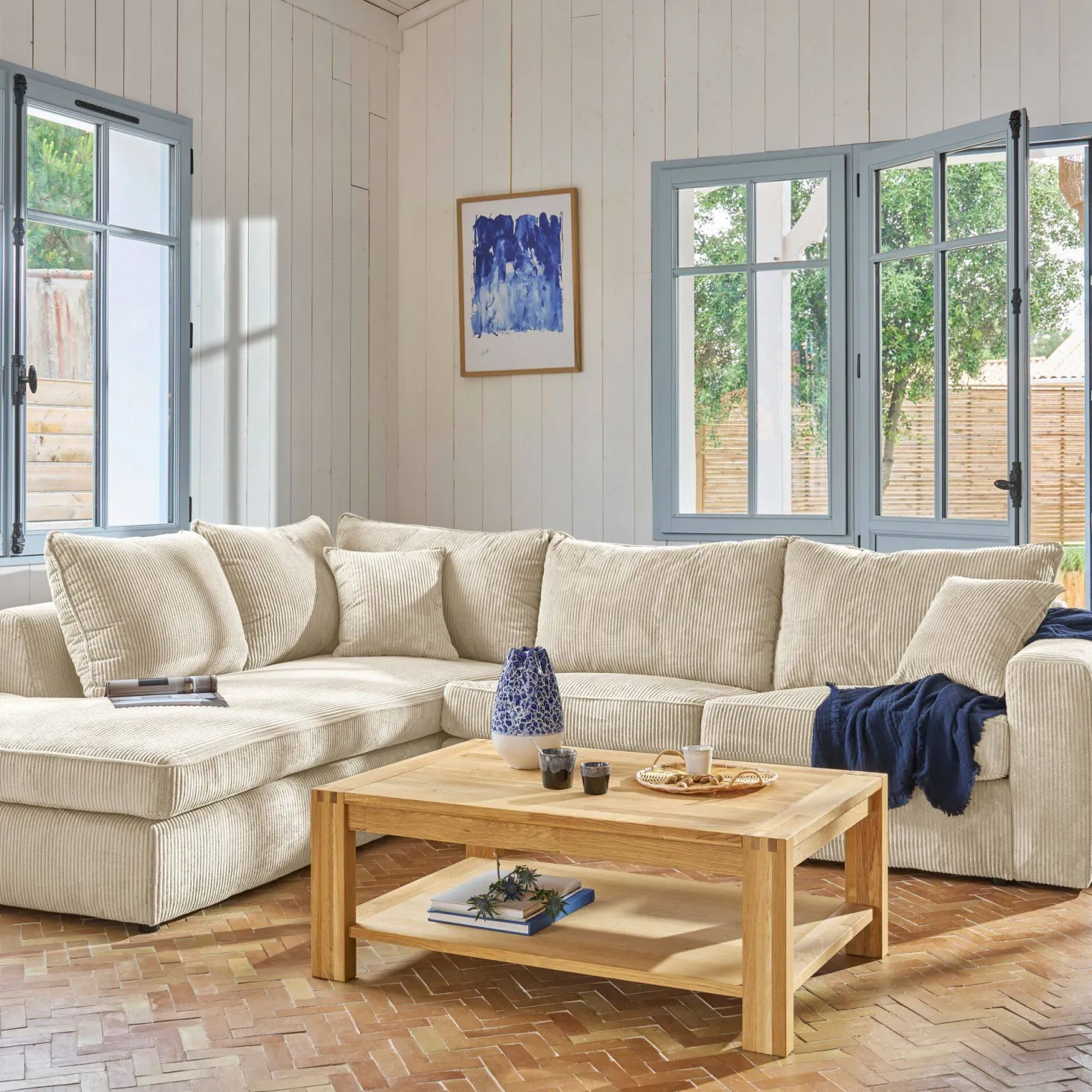 Canapé d'angle velours côtelé Otto