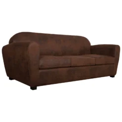 Canapé microfibre aspect cuir vieilli Owen
