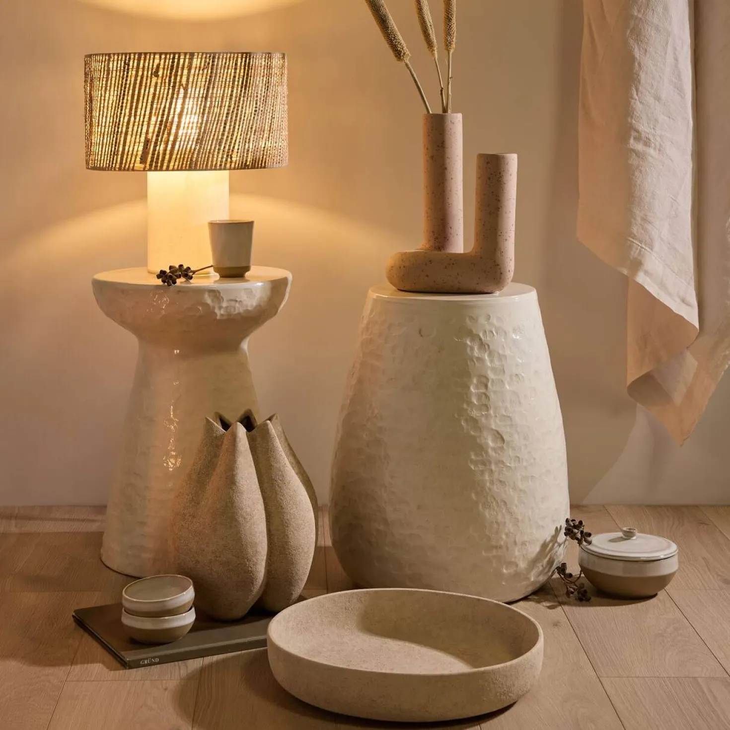 Centre de table céramique déco texturé 35 cm Sérafin