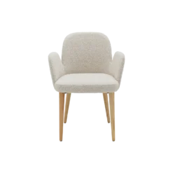 Chaise avec accoudoirs bouclette pieds bois Maxine