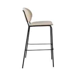 Chaise de bar 75 cm tissu et bois pieds métal Sofia