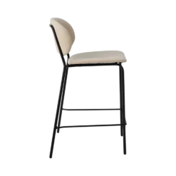 Chaise d'îlot 65 cm tissu et bois pieds métal Sofia