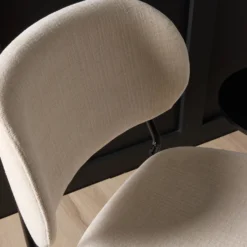 Chaise d'îlot 65 cm tissu et bois pieds métal Sofia