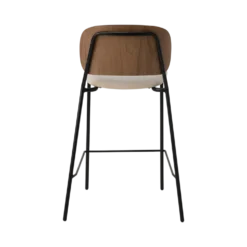 Chaise d'îlot 65 cm tissu et bois pieds métal Sofia