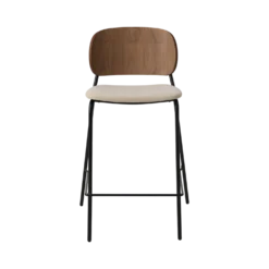 Chaise d'îlot 65 cm tissu et bois pieds métal Sofia