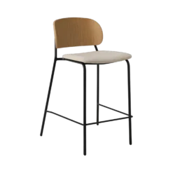 Chaise d'îlot 65 cm tissu et bois pieds métal Sofia