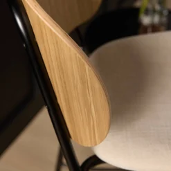 Chaise d'îlot 65 cm tissu et bois pieds métal Sofia