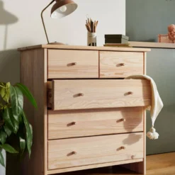 Commode bois massif 5 tiroirs Iris