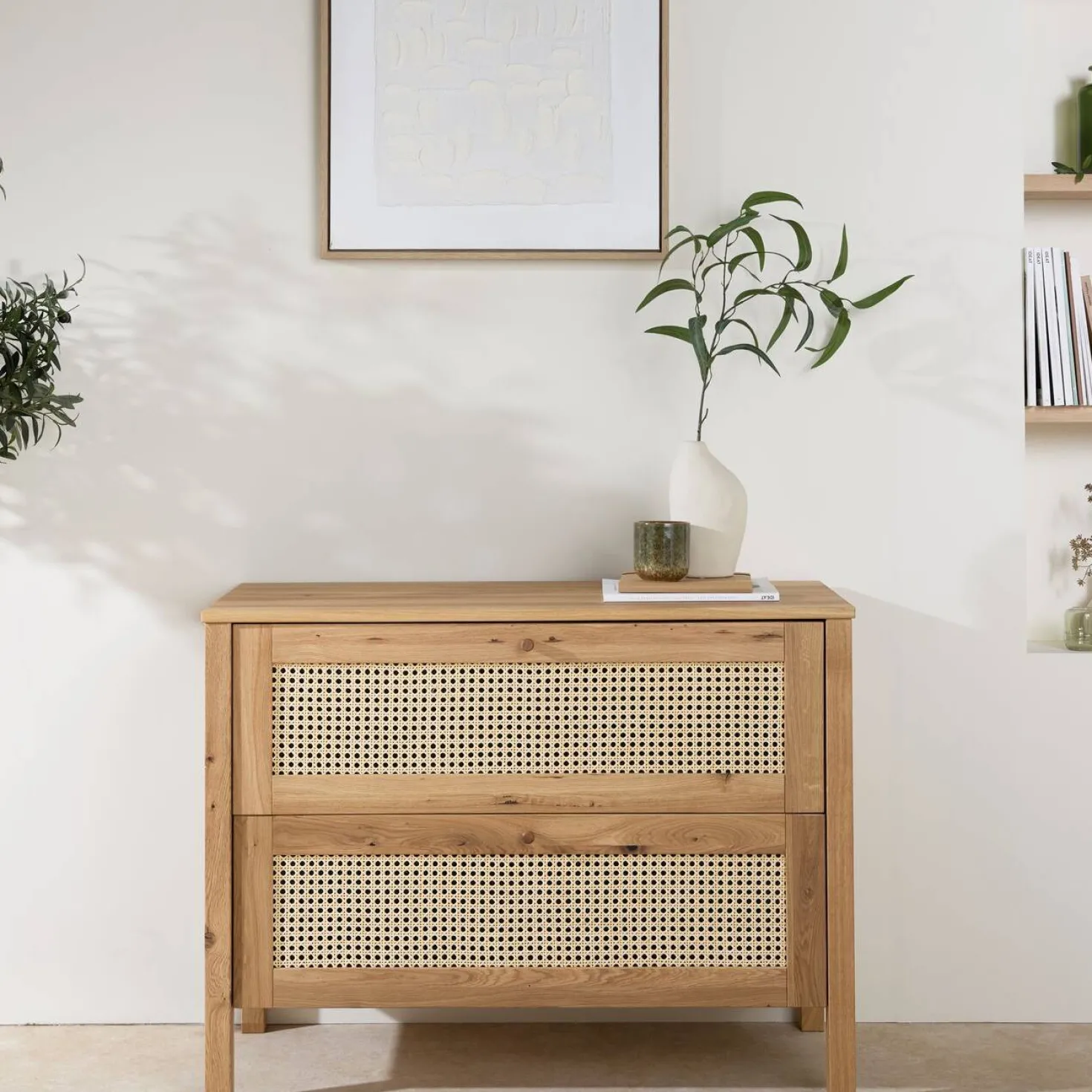 Commode chêne massif 2 tiroirs Capucine