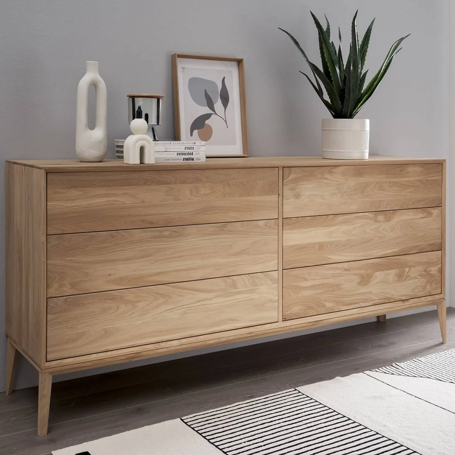 Commode chêne massif 6 tiroirs Charles