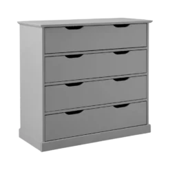 Commode 4 tiroirs bois Théa, Gris