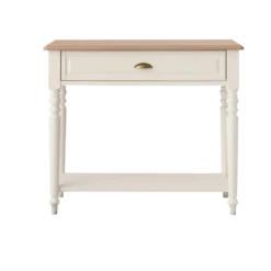 Console avec tiroir blanc et bois Apolline