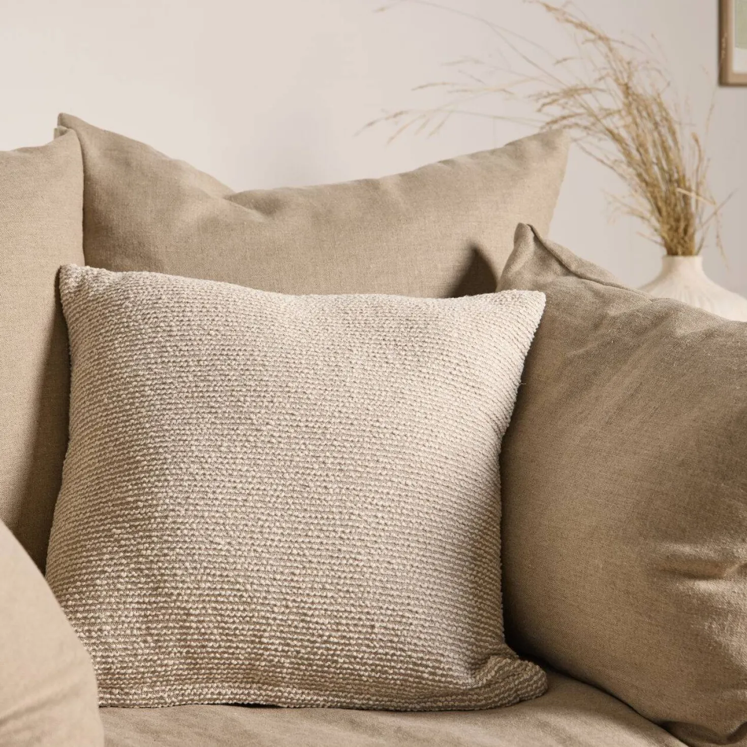 Coussin coton lin tramé Léon