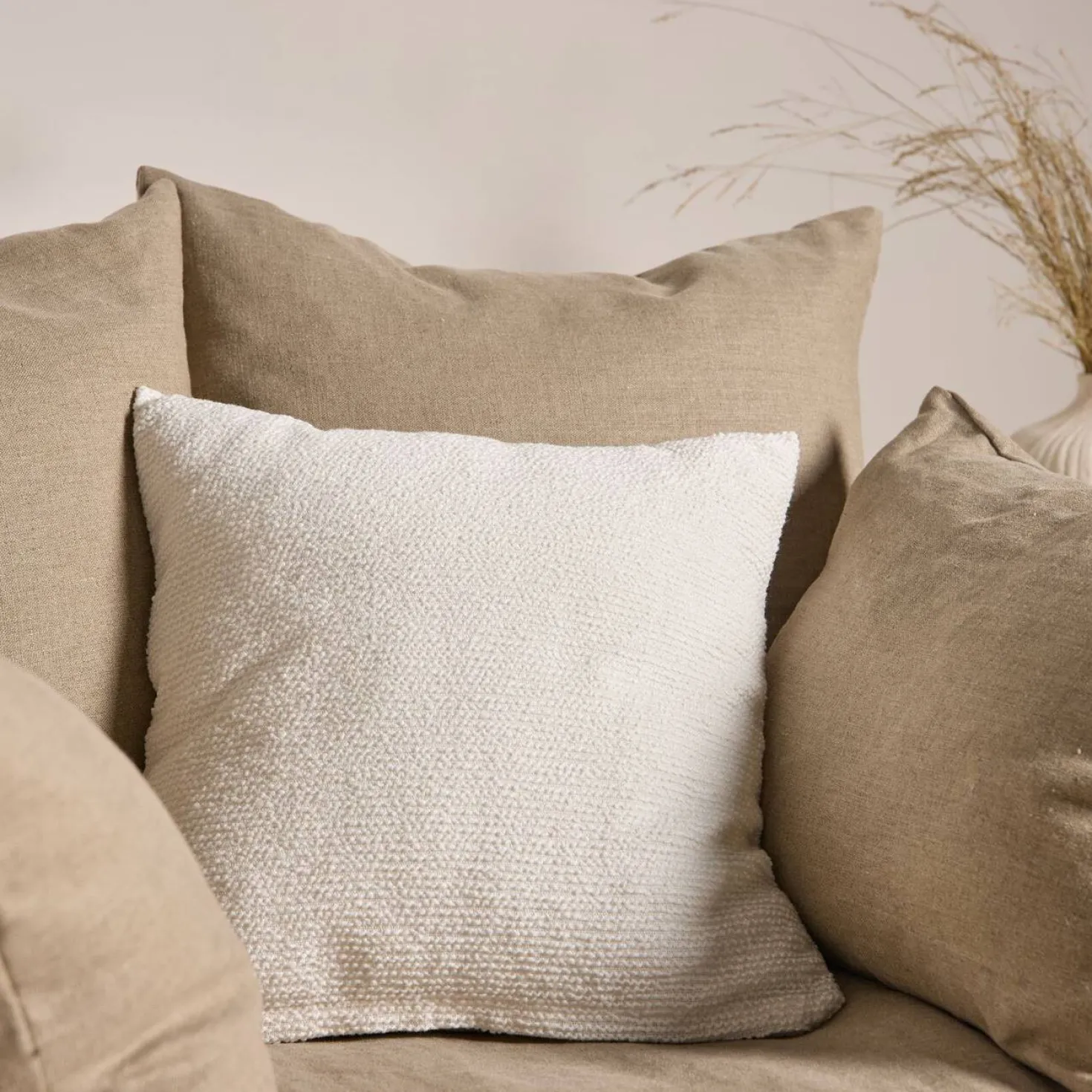 Coussin coton lin tramé Léon