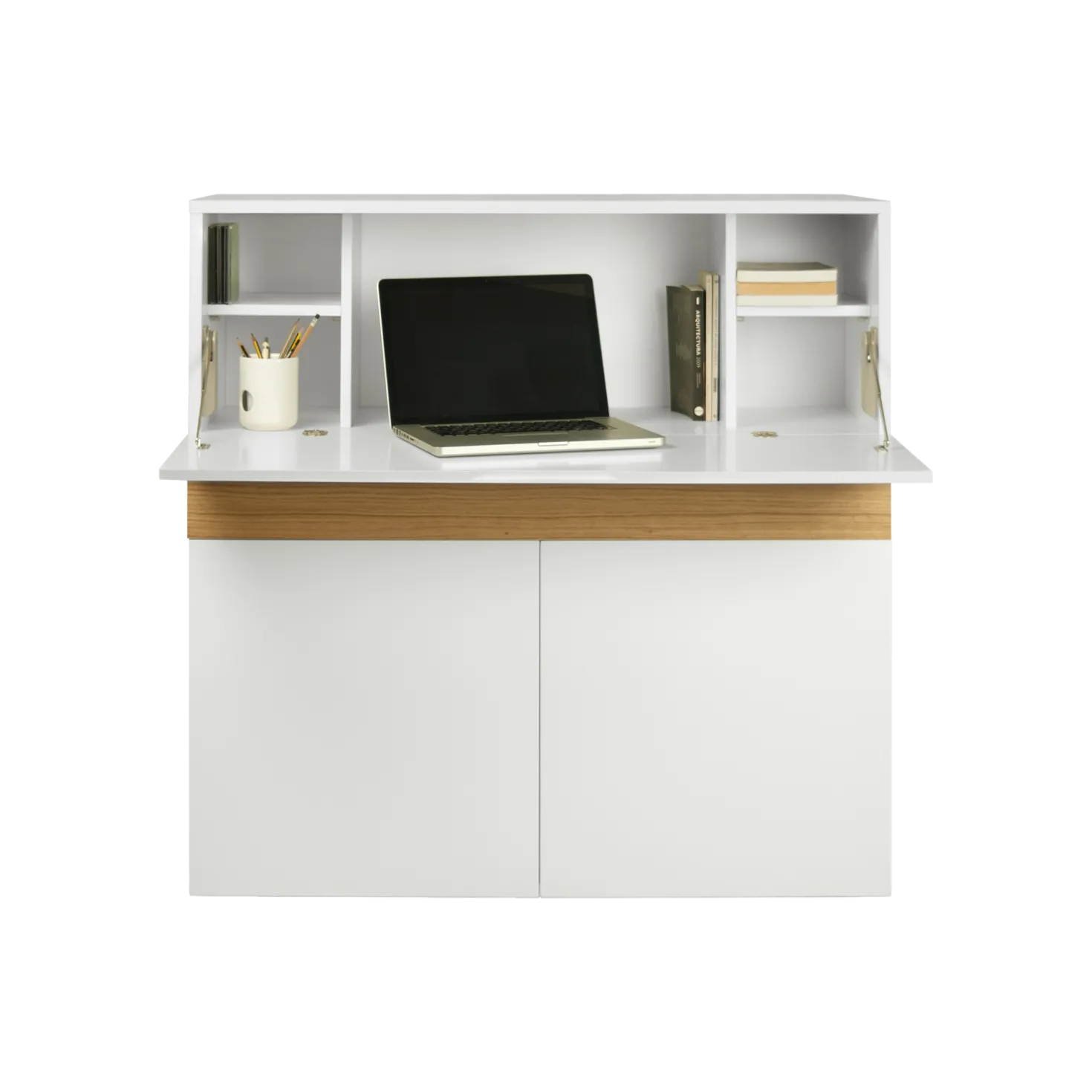 C.PRO PAR CAMIF Bureau secrétaire bois 1 tiroir 3 portes Tim