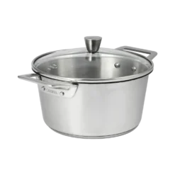 CRISTEL Faitout inox brossé avec couvercle en verre