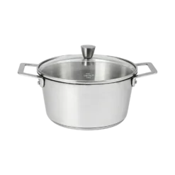 CRISTEL Faitout inox brossé avec couvercle en verre