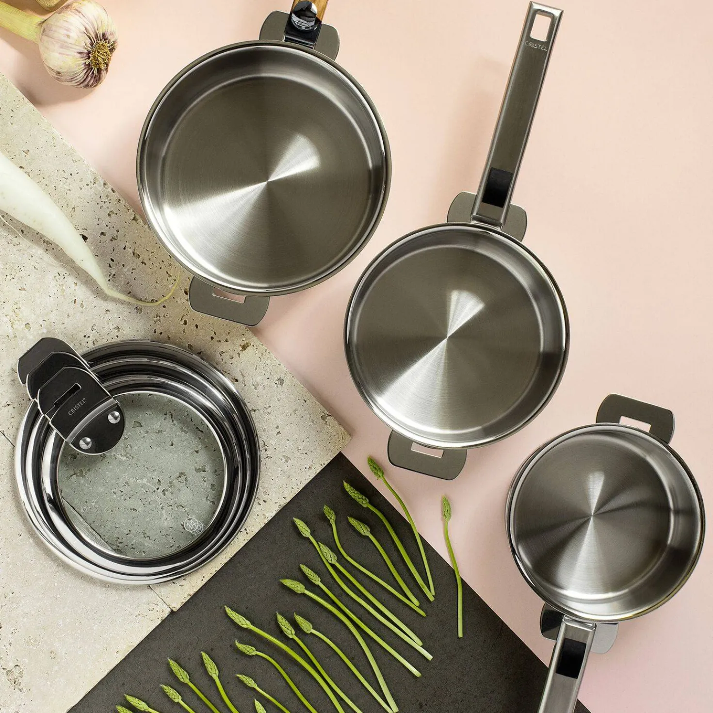 CRISTEL Lot de 3 couvercles plats 16/18/20 cm Strate Amovible