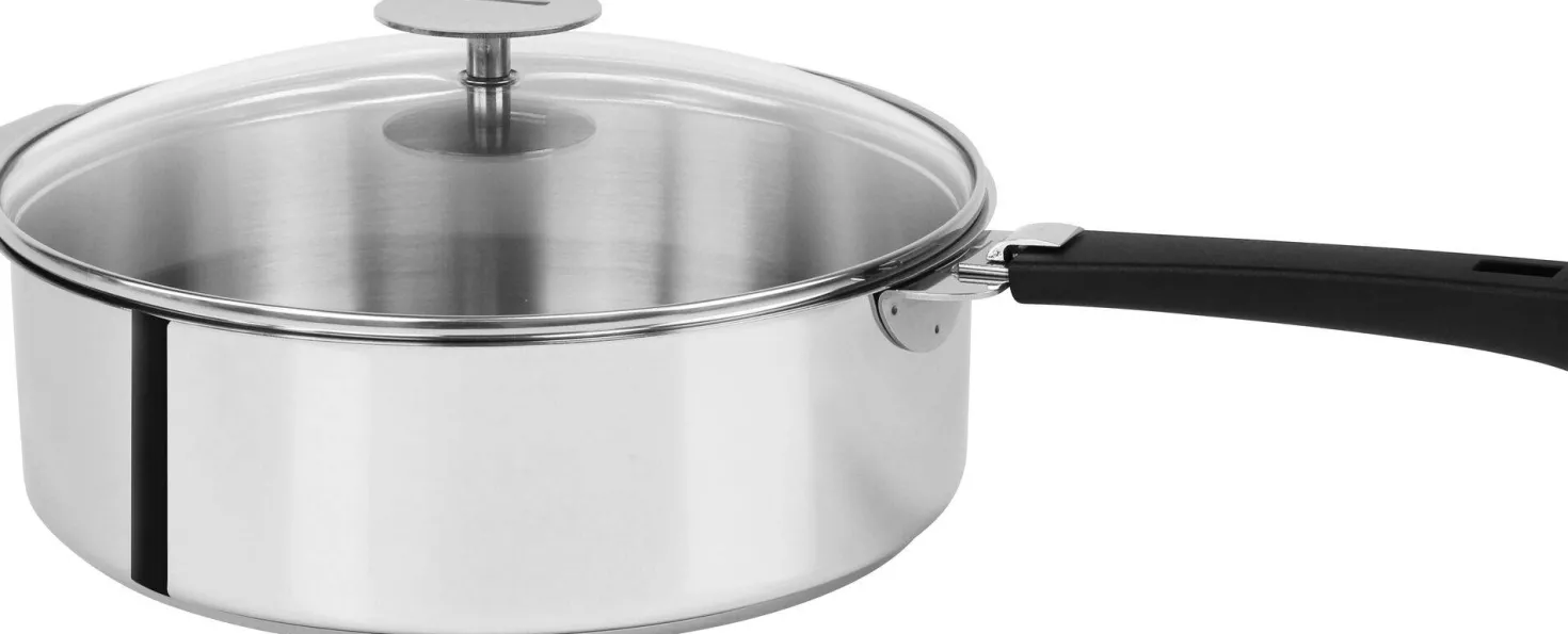 CRISTEL Set sauteuse 24 cm avec couvercle et poignée noire Mutine Amovible