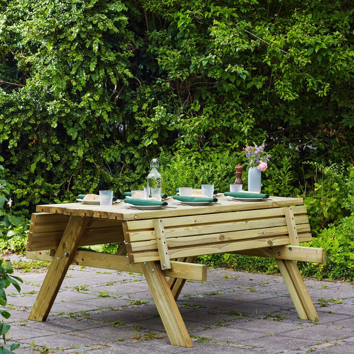 EKJU Table de pique-nique en Bois Elsa