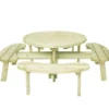 EKJU Table pique-nique ronde en Bois Edgar