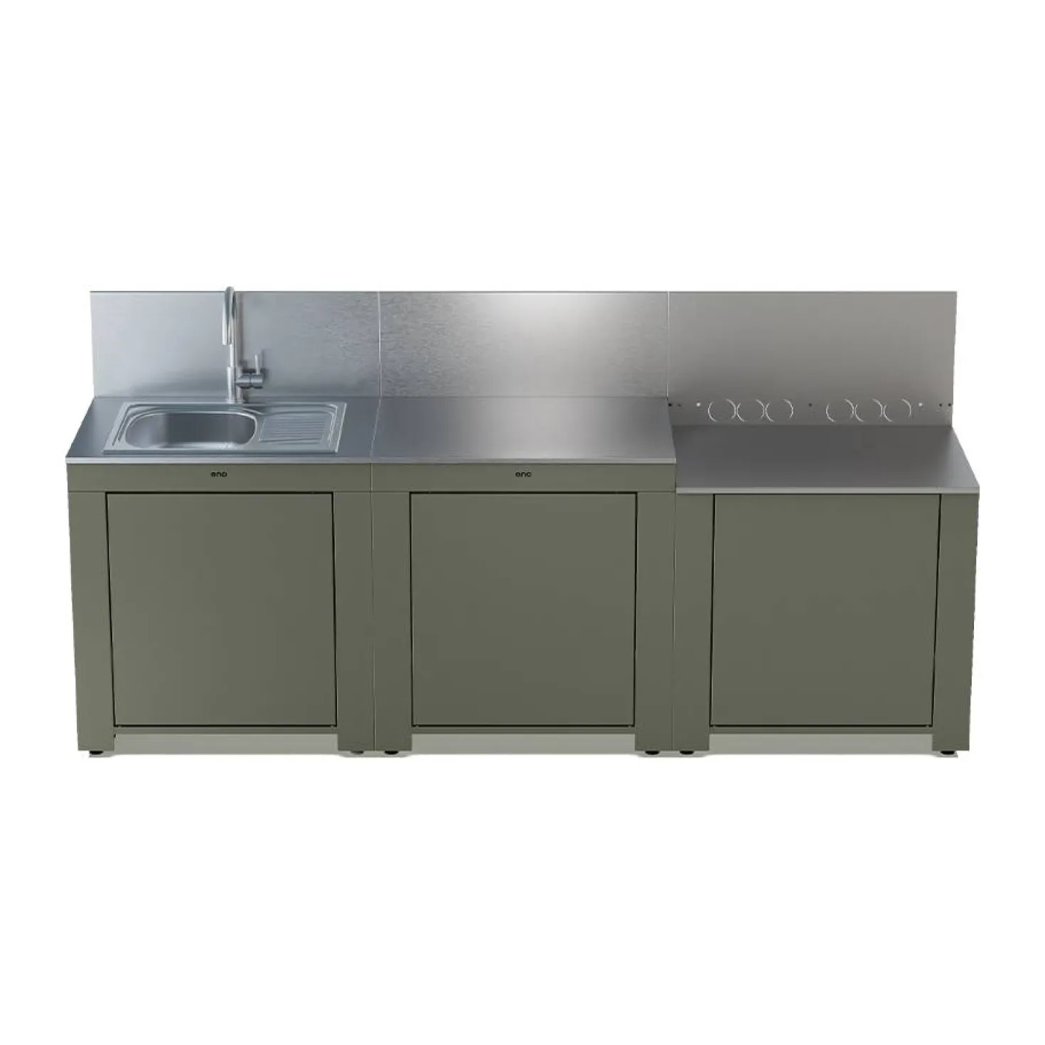 ENO Cuisine 3 modules avec évier, Classic Vert Sauge