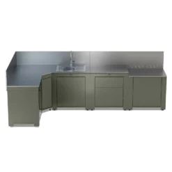ENO Cuisine 5 modules avec évier et réfrigérateur Comfort Sauge