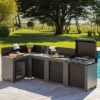 ENO Cuisine 4 modules avec évier et réfrigérateur Comfort Gris Cargo