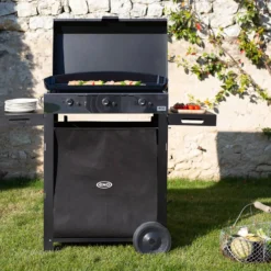 ENO Ensemble Plancha et Chariot Initial Gaz 65 en Acier Noir et Inox