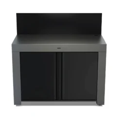 ENO Meuble de Cuisine pour Plancha 120 x 60 cm Félix en Acier Gris et Noir