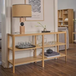 Etagère basse bois et verre Alice