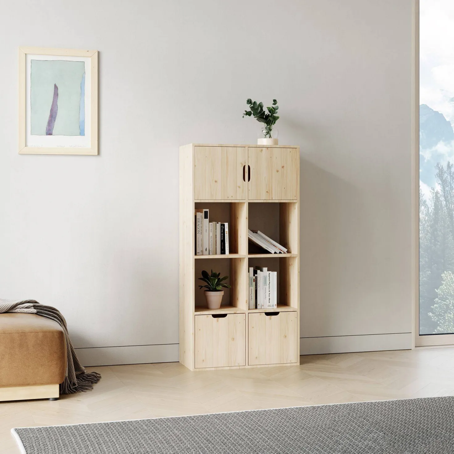 Etagère bois massif 8 cases Elio