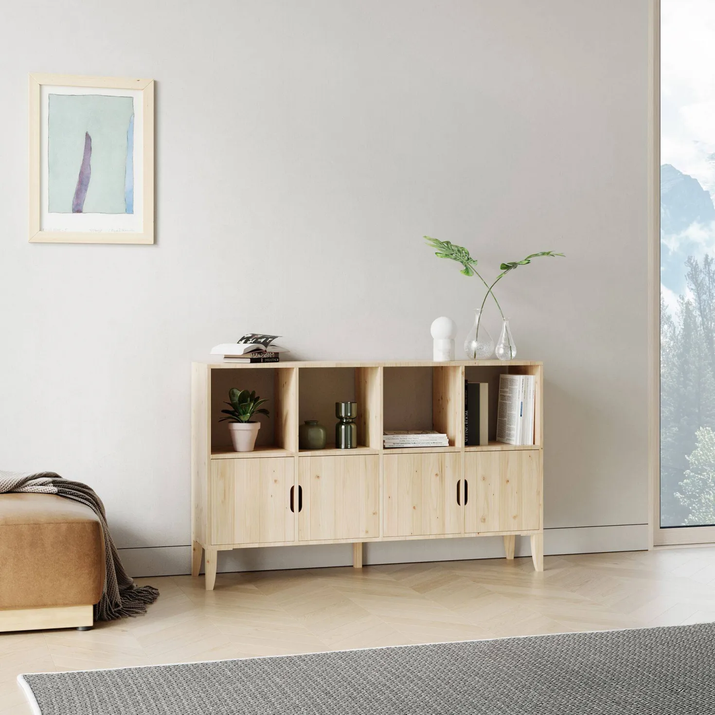 Etagère bois massif 8 cases Elio
