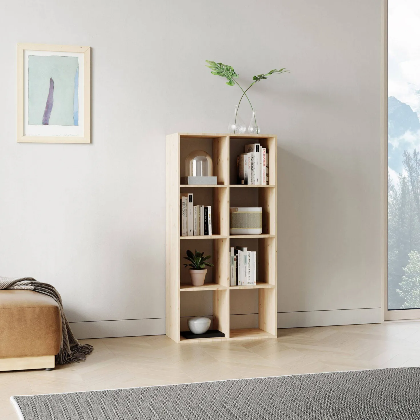 Etagère bois massif 8 cases Elio