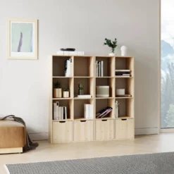Etagère bois massif 16 cases Elio