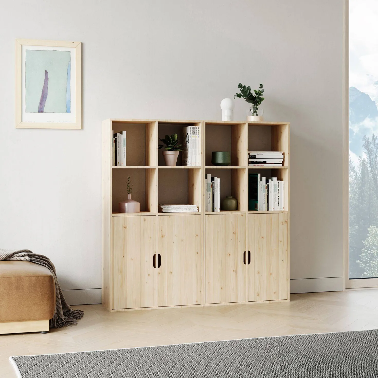 Etagère bois massif 16 cases Elio