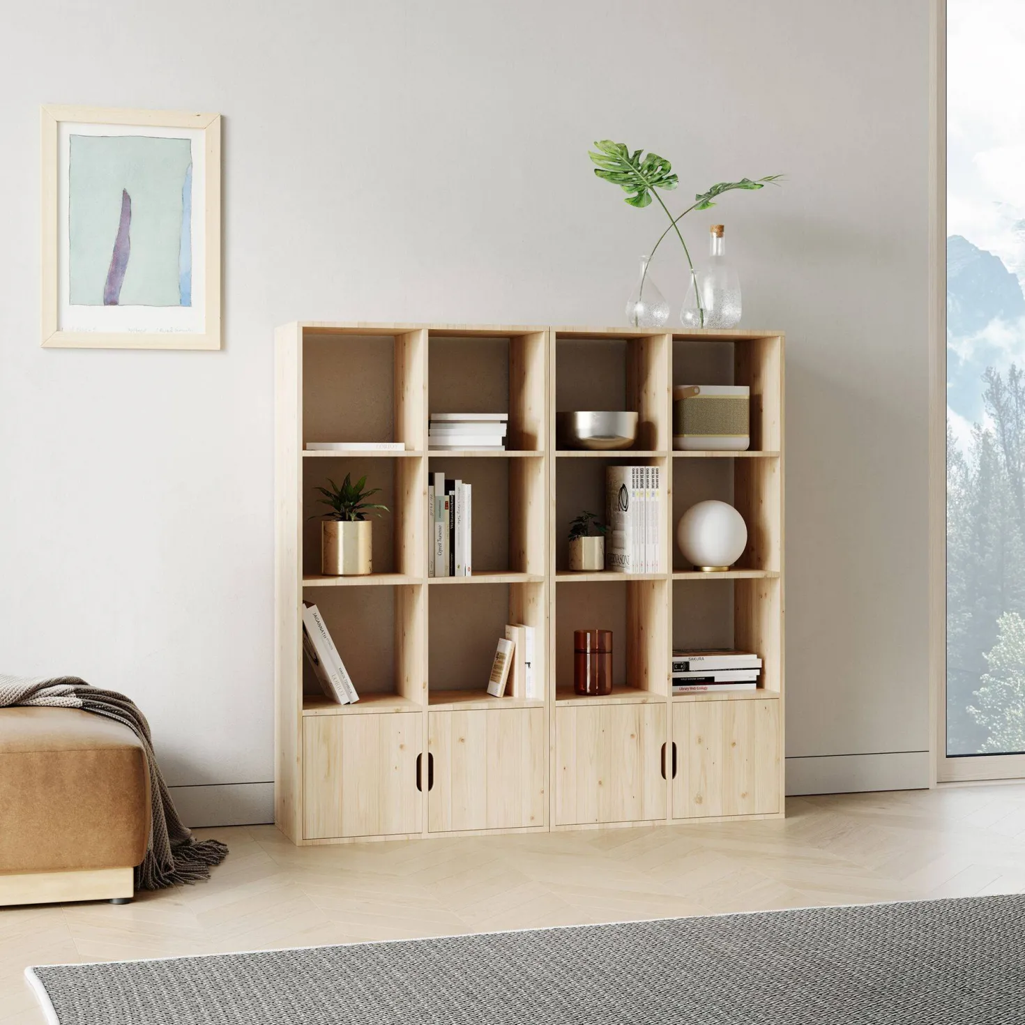 Etagère bois massif 16 cases Elio