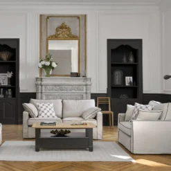 Fauteuil coton/lin déhoussable Margot