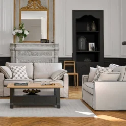 Fauteuil coton/lin déhoussable Margot