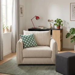 Fauteuil déplimousse velours côtelé Onyx
