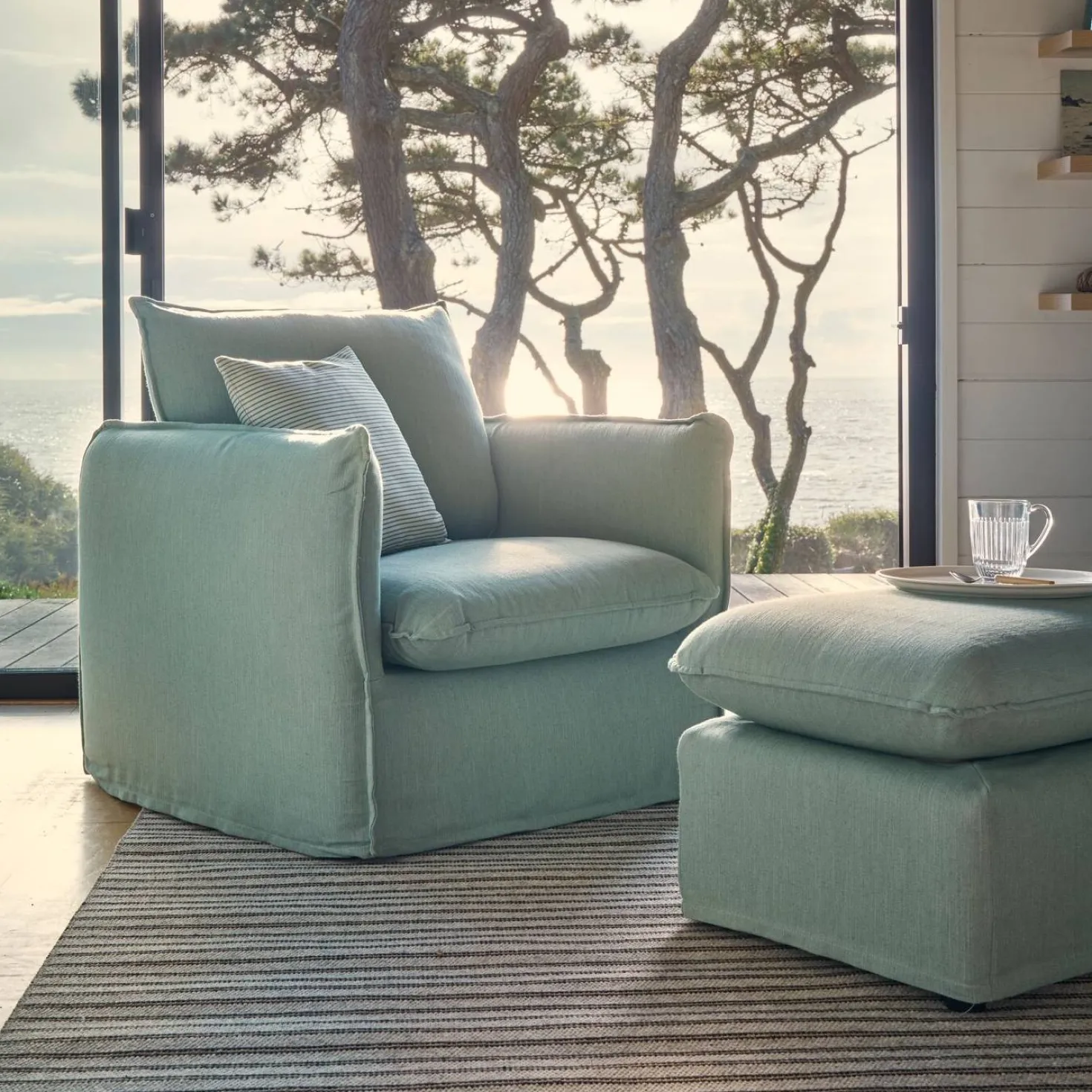 Fauteuil tissu effet lin Orphée