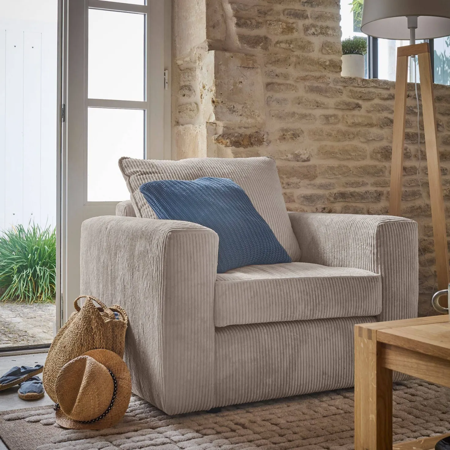 Fauteuil velours côtelé Otto