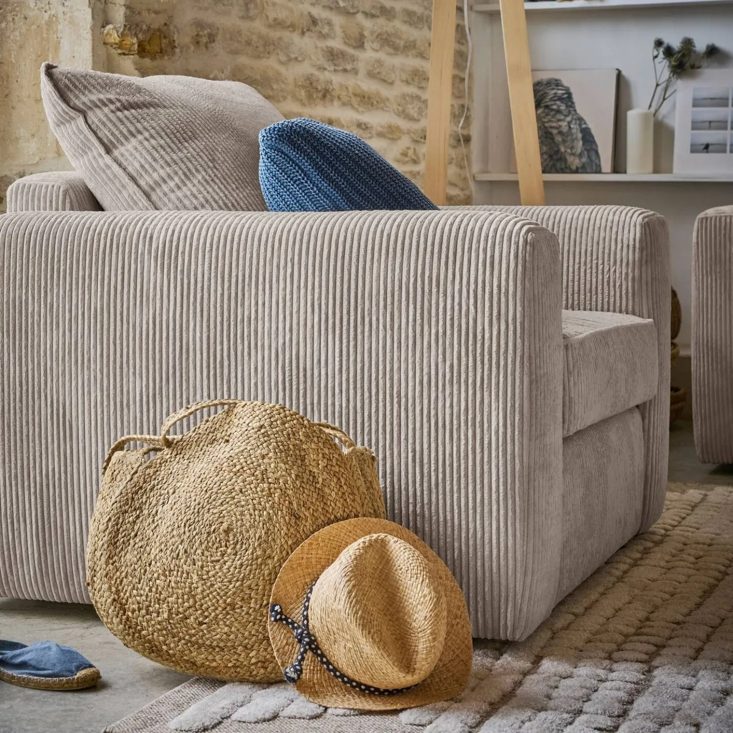Fauteuil velours côtelé Otto