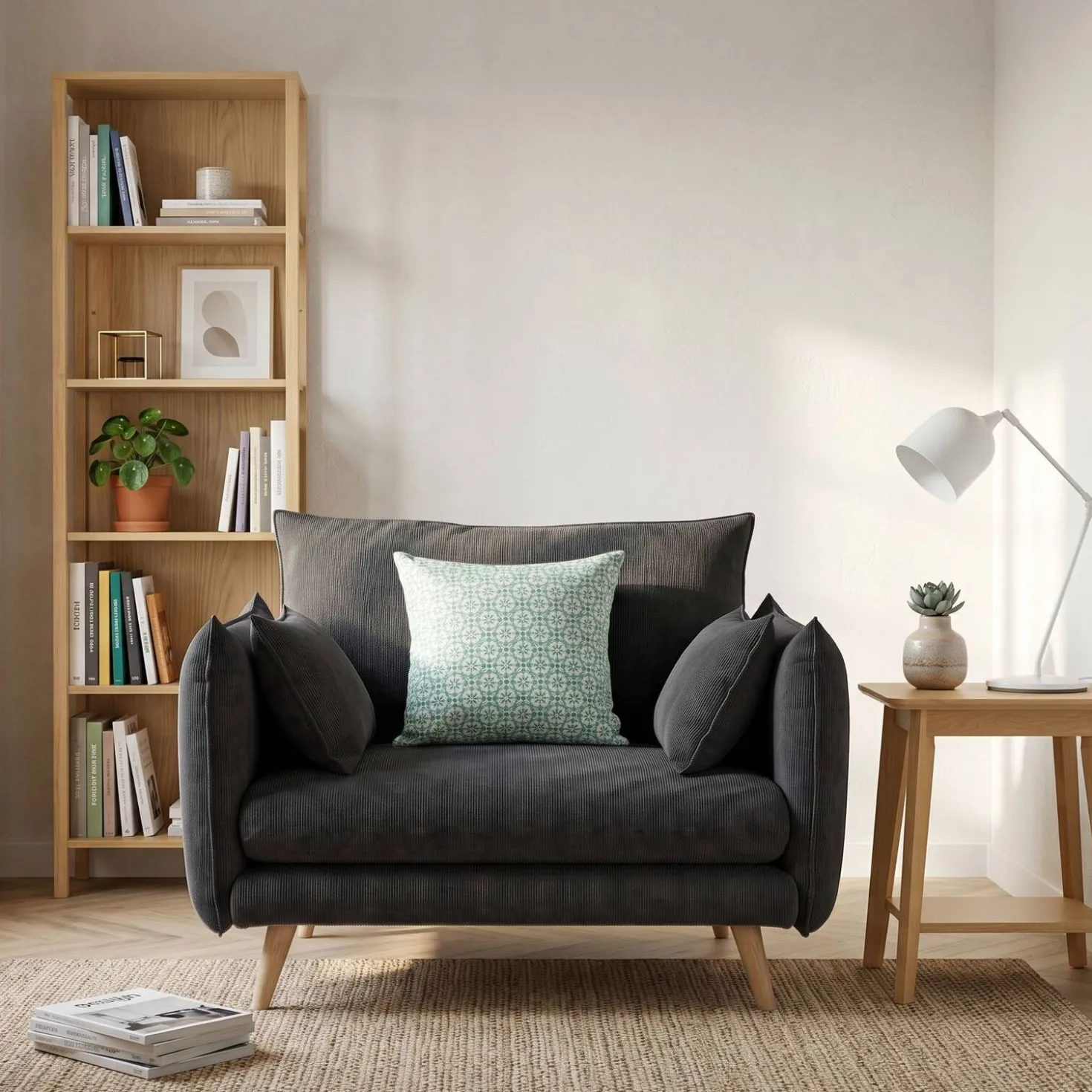 Fauteuil XXL velours côtelé Orion