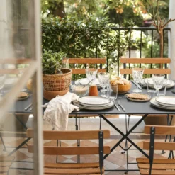 FERMOB Lot de 2 Chaises Pliantes Bistro Naturel en Acier et en Bois