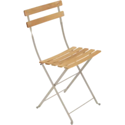 FERMOB Lot de 2 Chaises Pliantes Bistro Naturel en Acier et en Bois