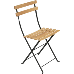 FERMOB Lot de 2 Chaises Pliantes Bistro Naturel en Acier et en Bois