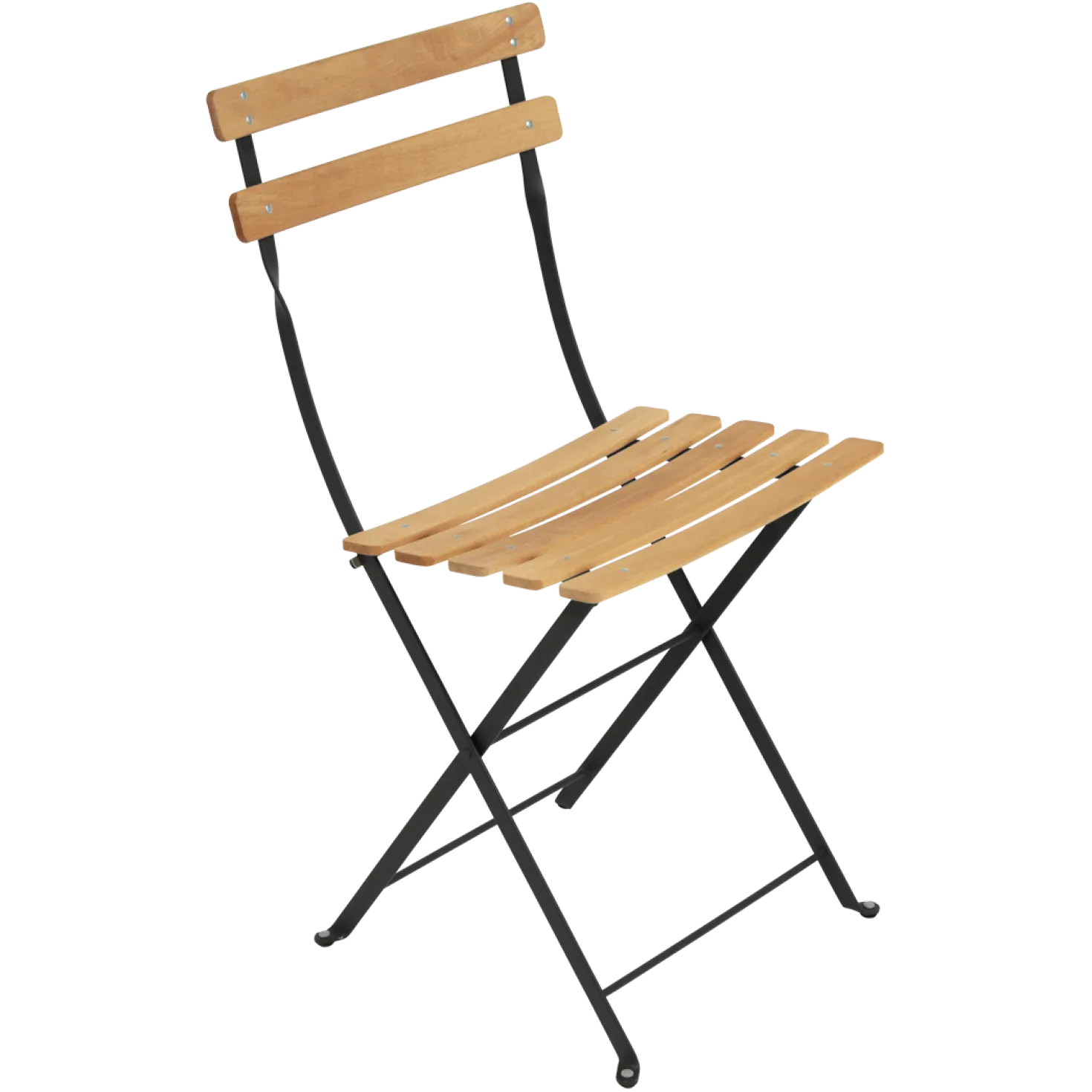 FERMOB Lot de 2 Chaises Pliantes Bistro Naturel en Acier et en Bois