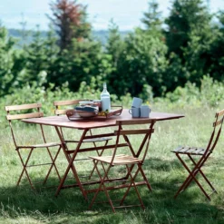 FERMOB Table Carrée Pliante 128 x 128 cm Caractère en Acier